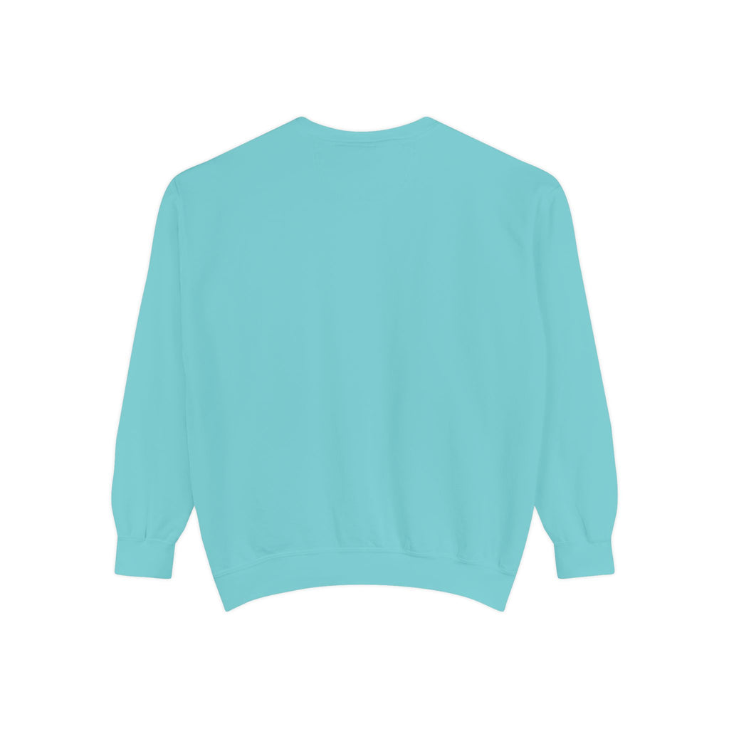 back of Light blue sweatshirt on a white background