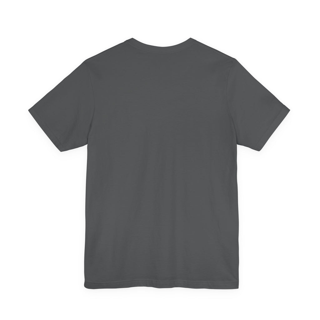 back view of  dark gray t-shirt on a white background