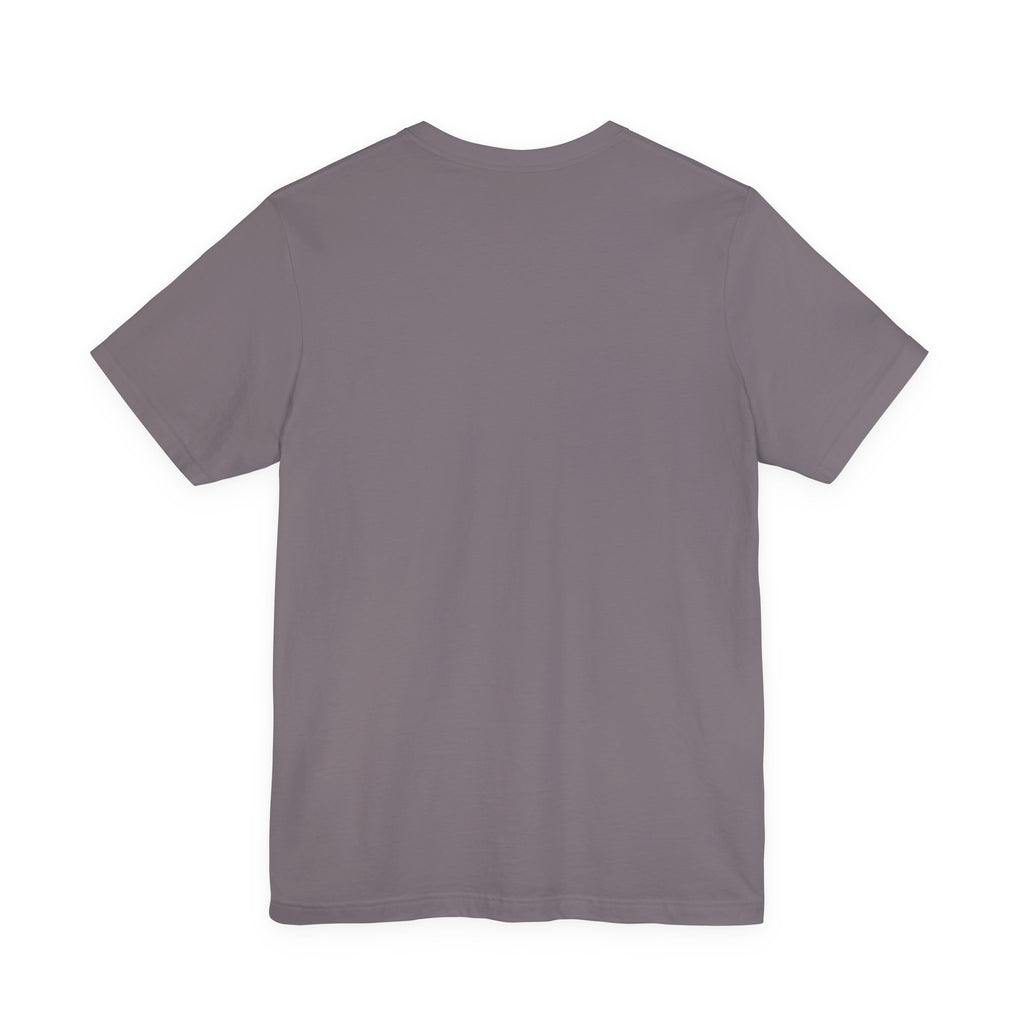 back view of purple t-shirt on a white background