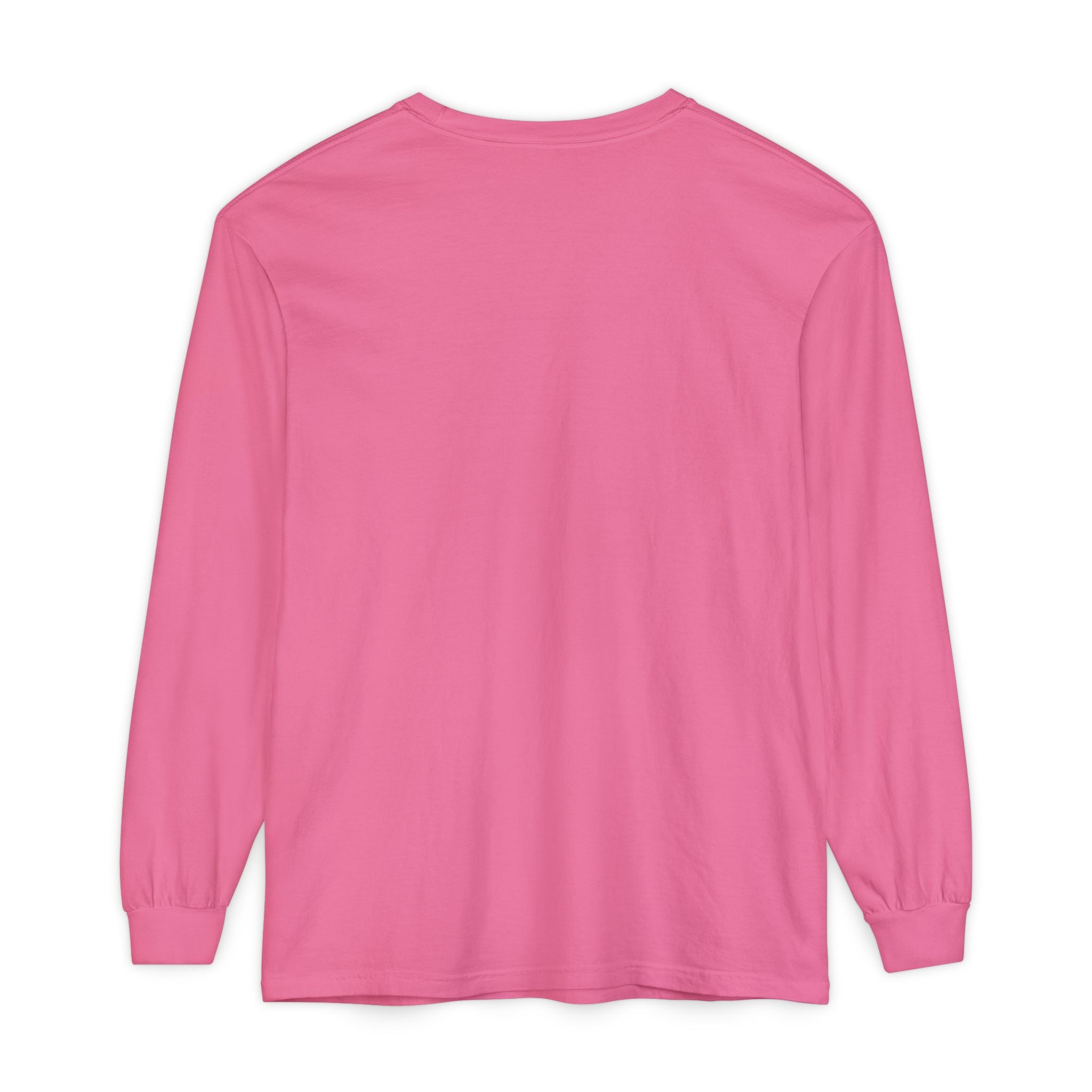 back view of Pink long-sleeve shirt on a white background
