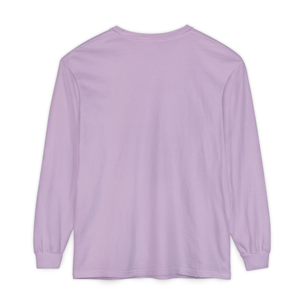 back view of Purple long-sleeve shirt on a white background