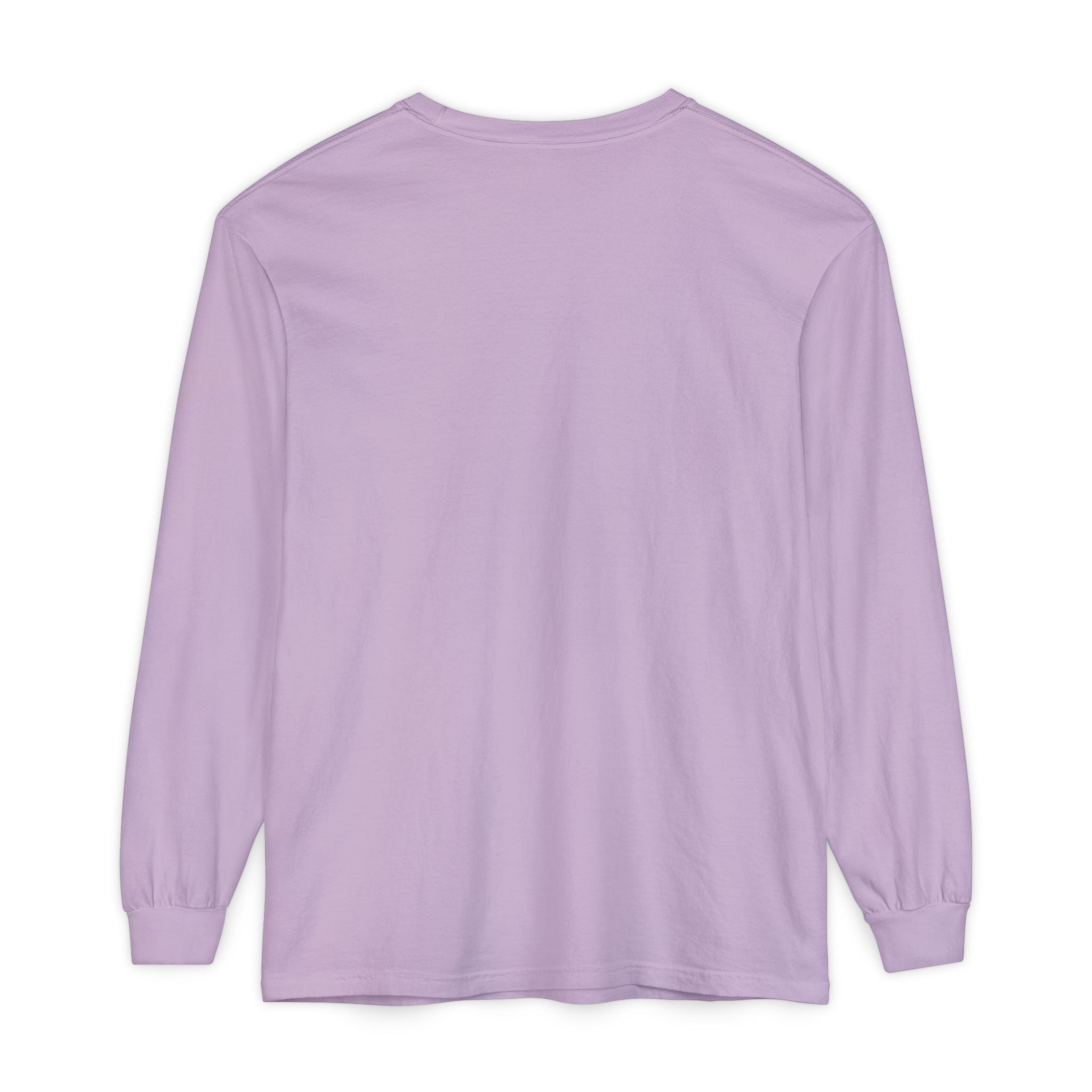 back view of Purple long-sleeve shirt on a white background