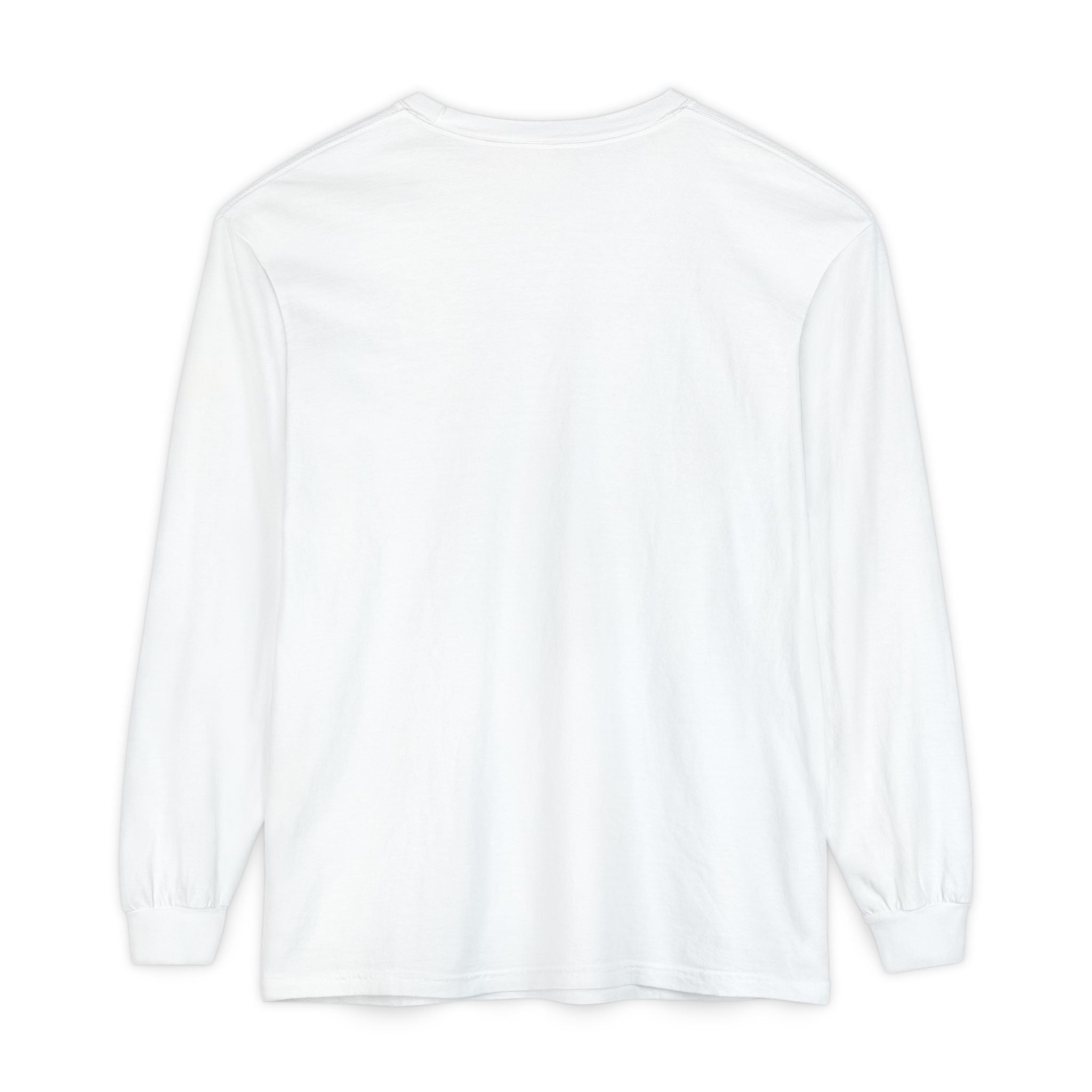 plain back view White long-sleeve shirt on a white background