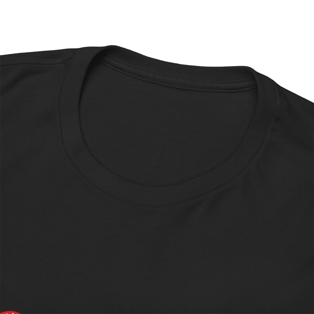 Close-up of a black t-shirt collar on a white background