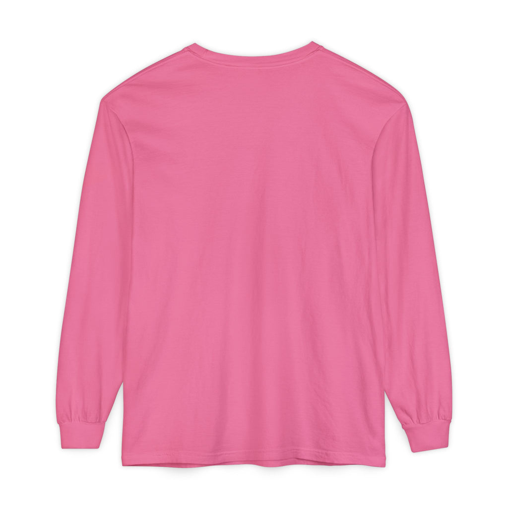 back view of Pink long-sleeve shirt on a white background