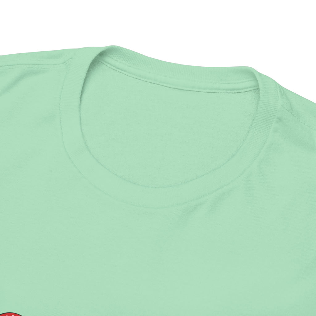Close-up of a light green t-shirt with a collar on a white background
