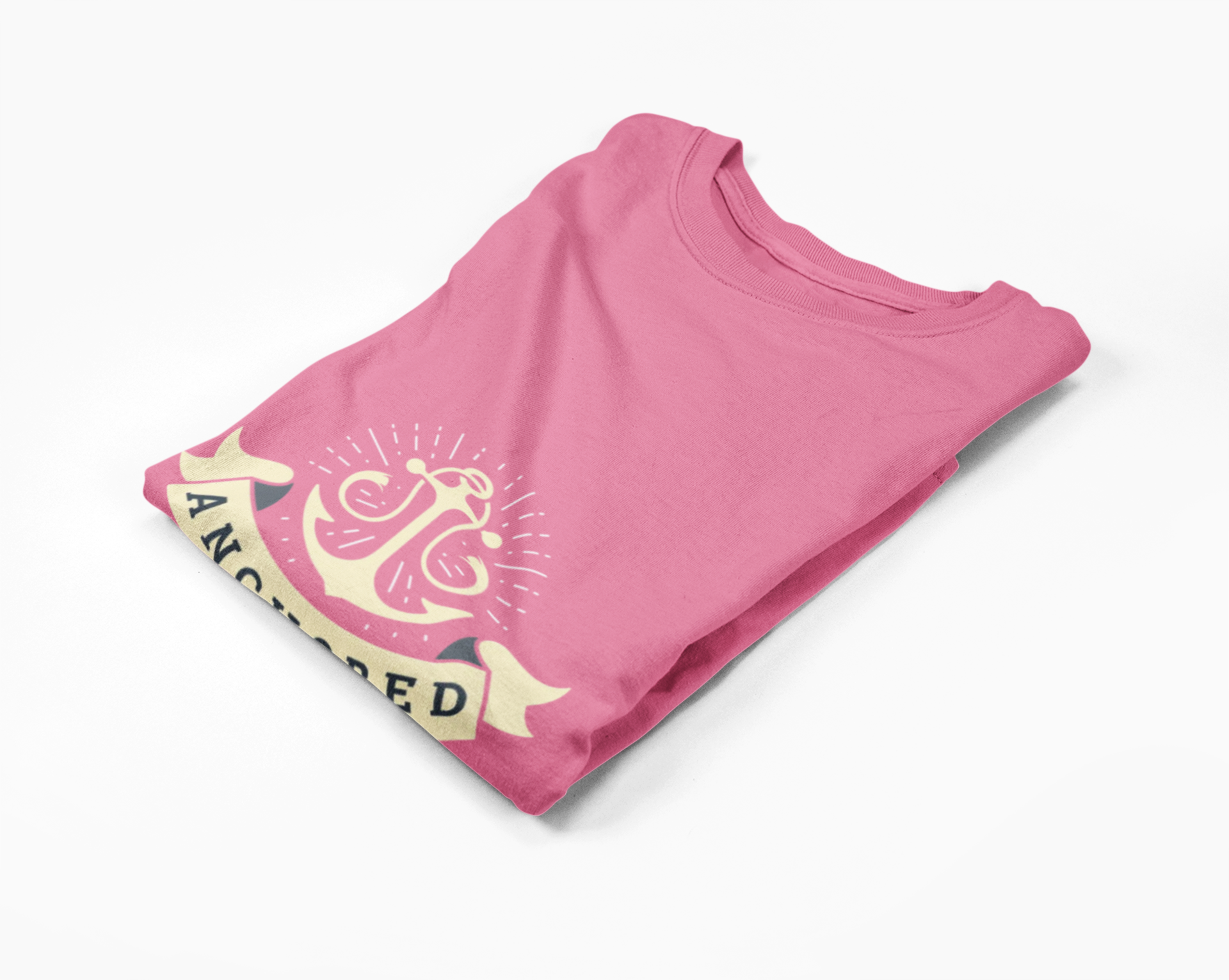 Pink long-sleeve t-shirt with a yellow graphic design on a white background