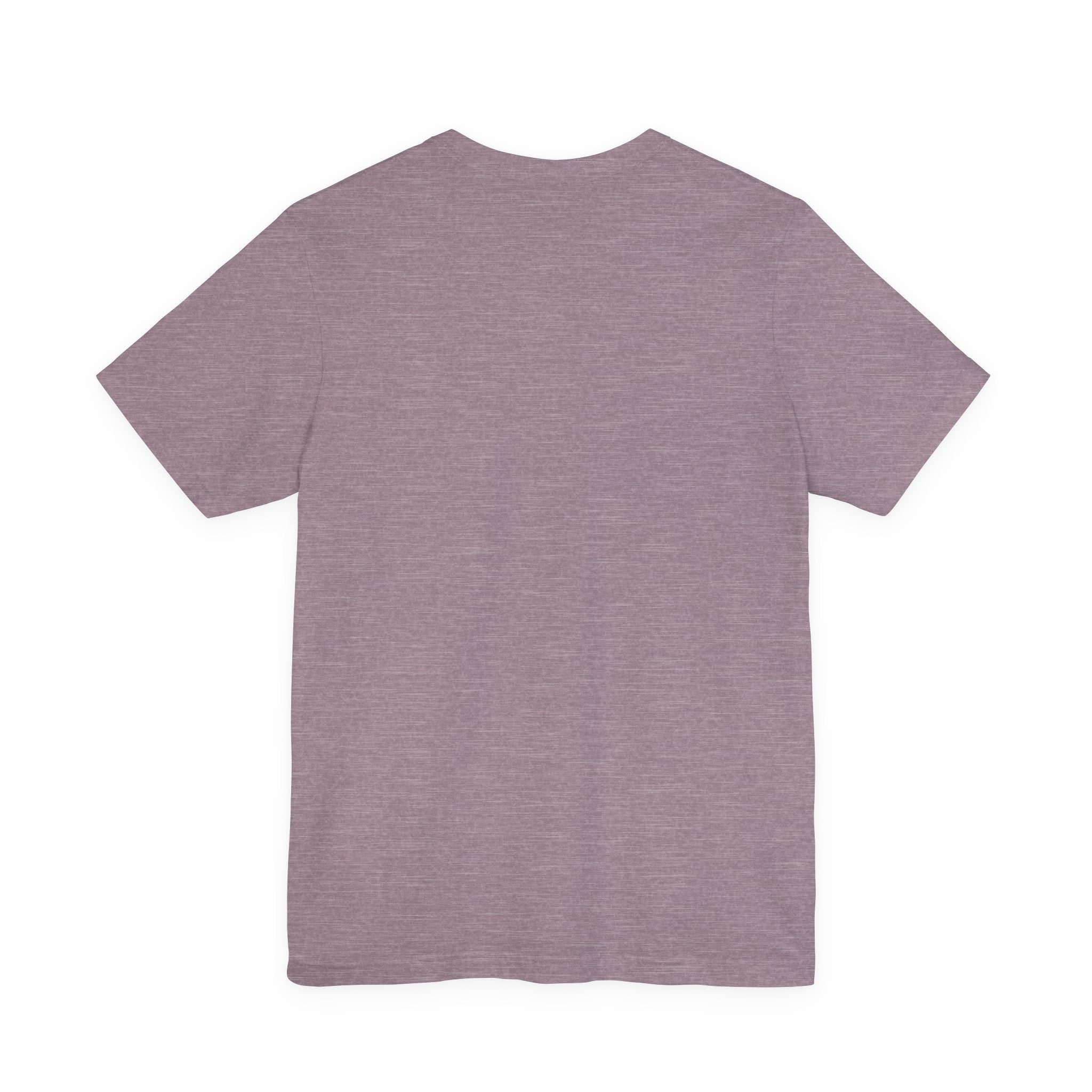 back view of heather Purple t-shirt on a white background