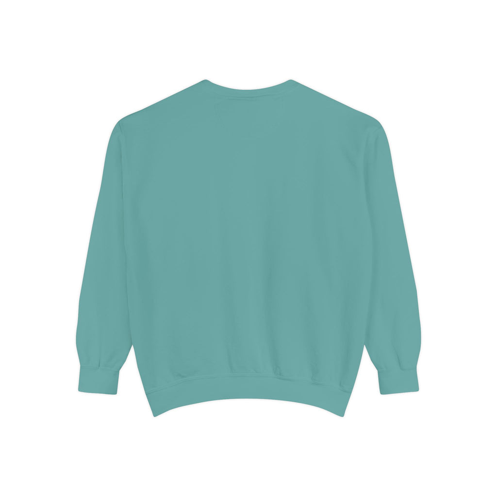 back view of Teal sweatshirt on a white background