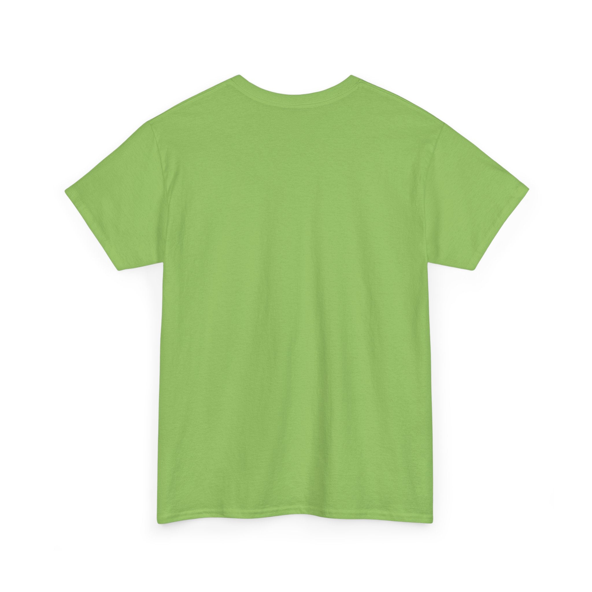 plain back of lime Green t-shirt on a white background