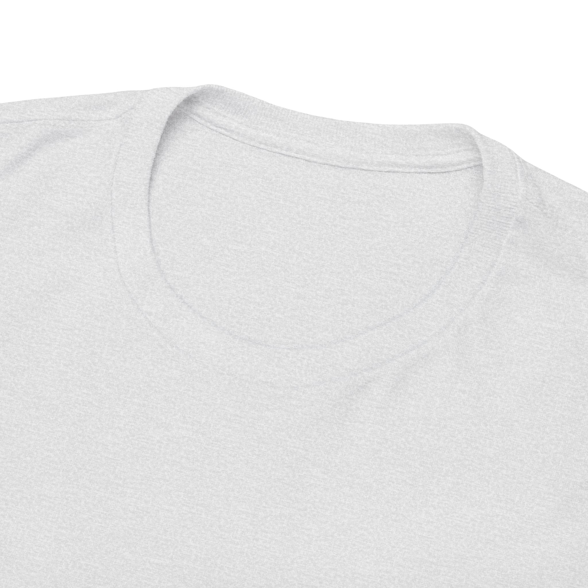 Close-up of a plain white t-shirt on a white background