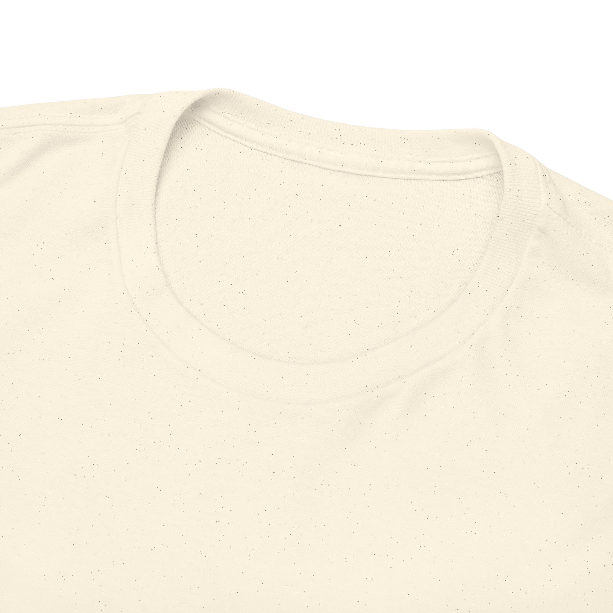 Close-up of a natural color t-shirt on a white background