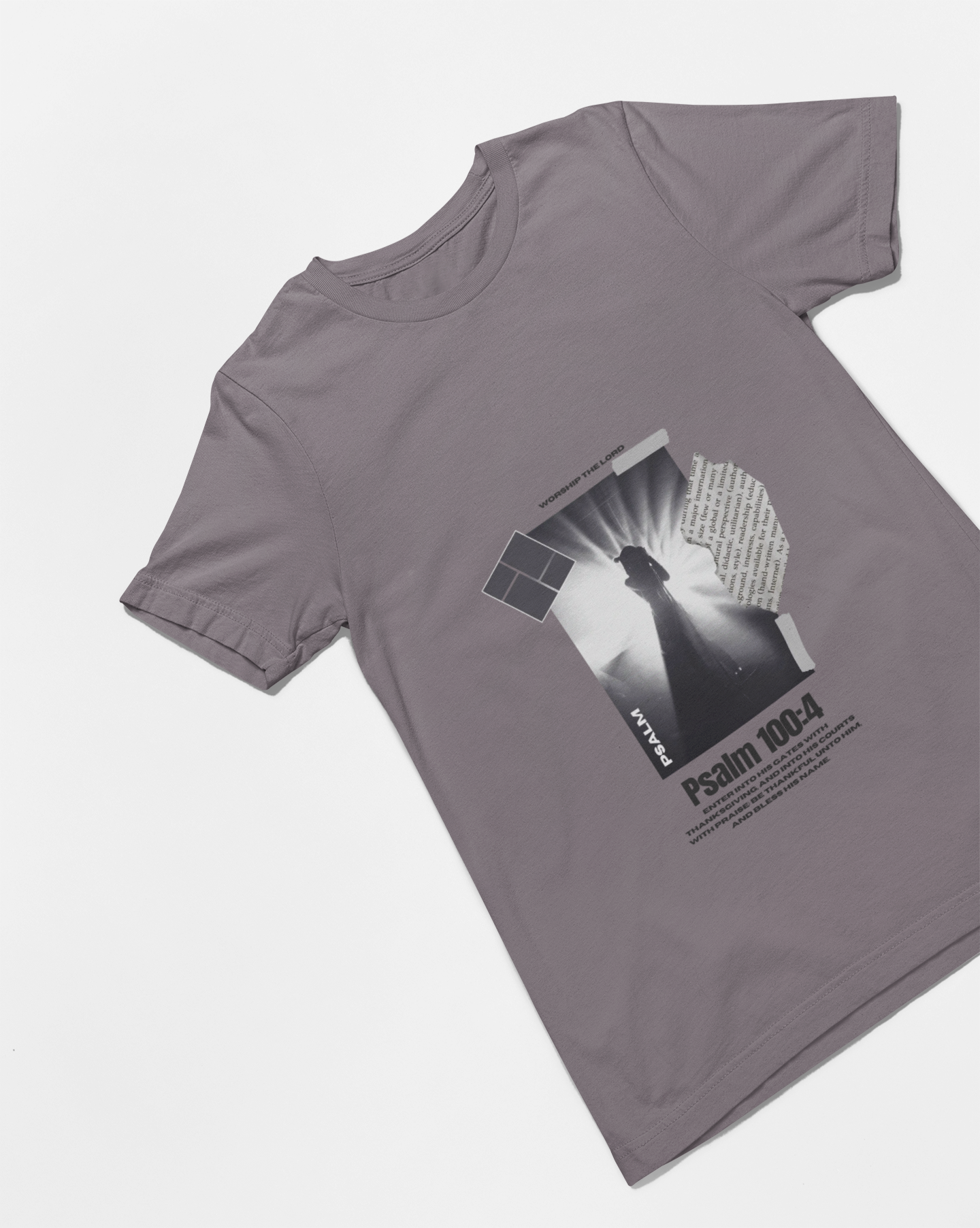 purple t-shirt with graphic design on a white background