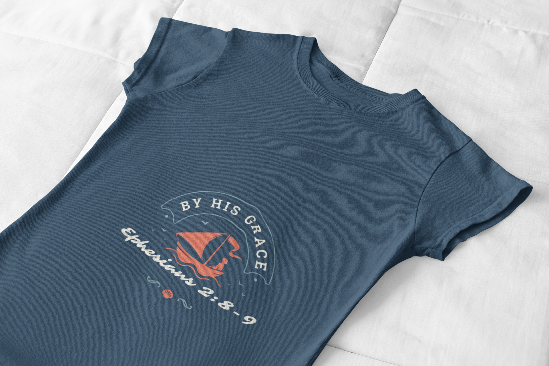 "By His Grace-Ephesians 2:8-9" T-Shirt